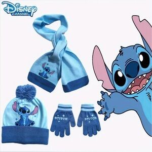 Disney Kids Stitch Hat, Glove and Scarf Set NWT